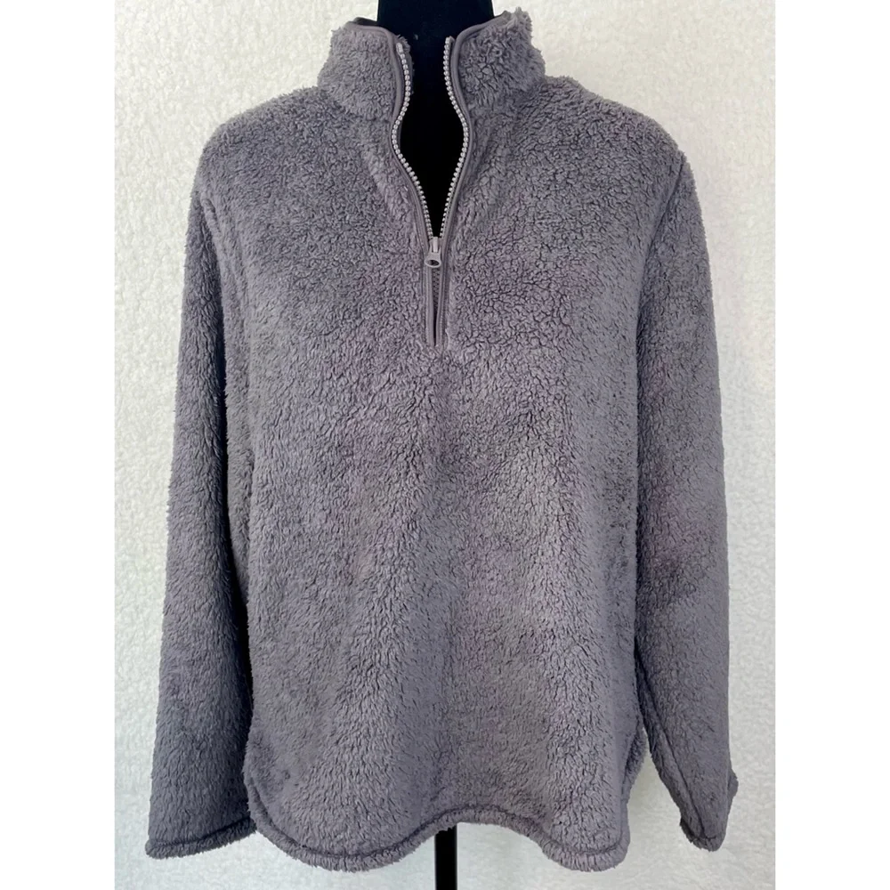 (NWT) H&M • Dusty Purple Quarter-Zip Sherpa Fleece Jacket, M - Picture 2 of 12